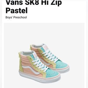 NWOT Vans SK8 Hi Zip Pastel sz 2 kids high top